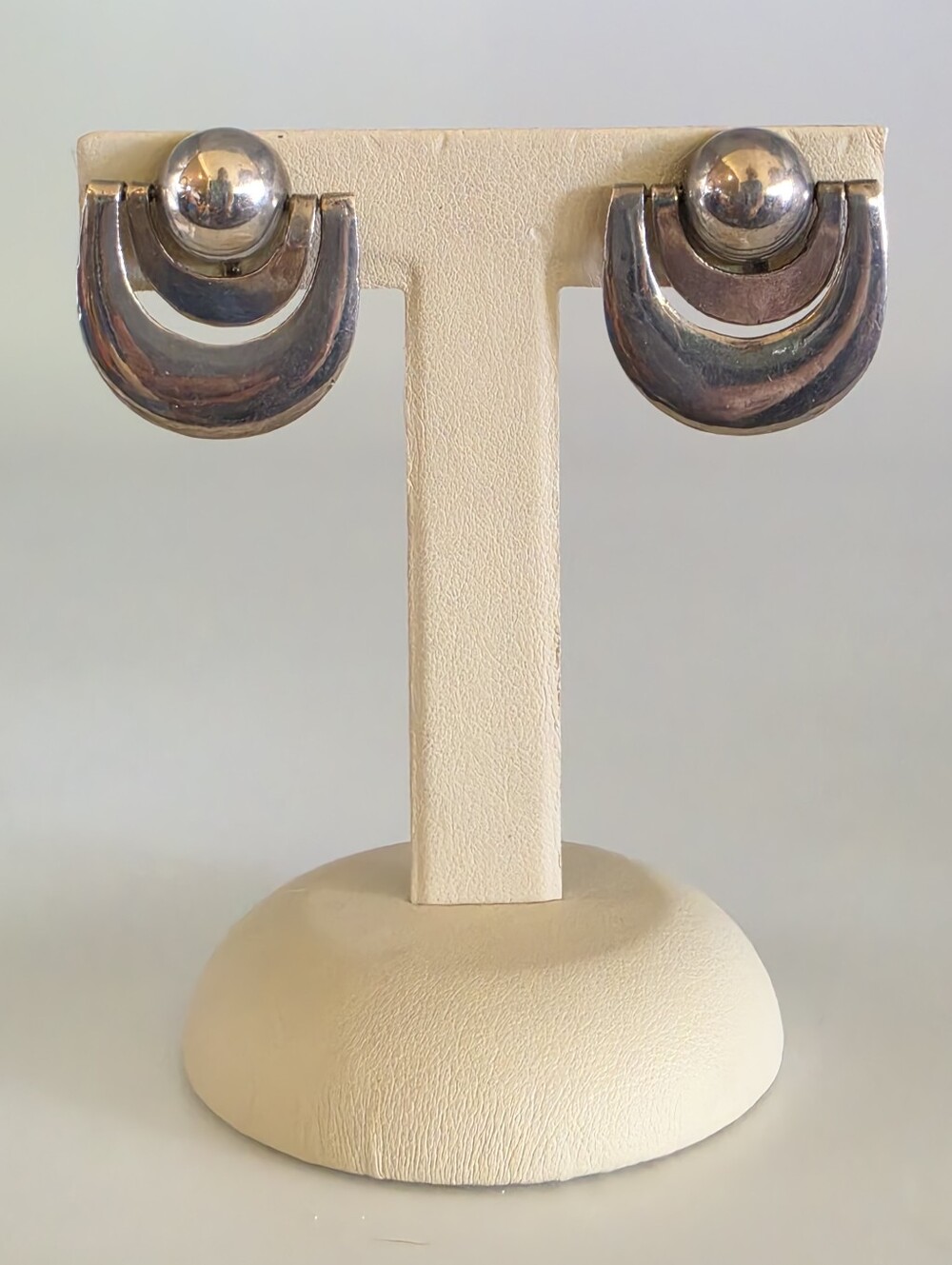"Mexico Silver" Antique Modernist Earrings